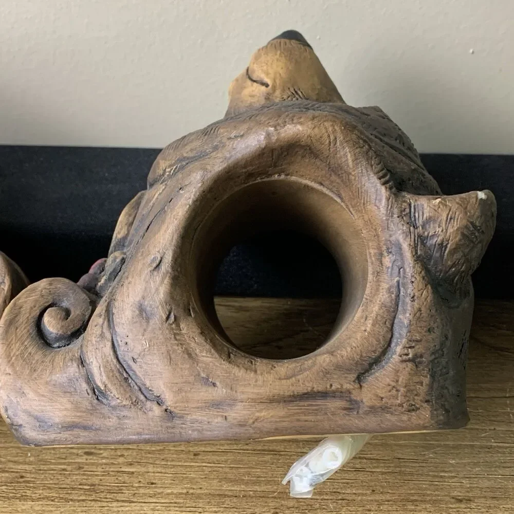 2001 Telle M Stein 2 Brown Bear Drapery Bracket Curtin Rod Holder Folk Art Decor